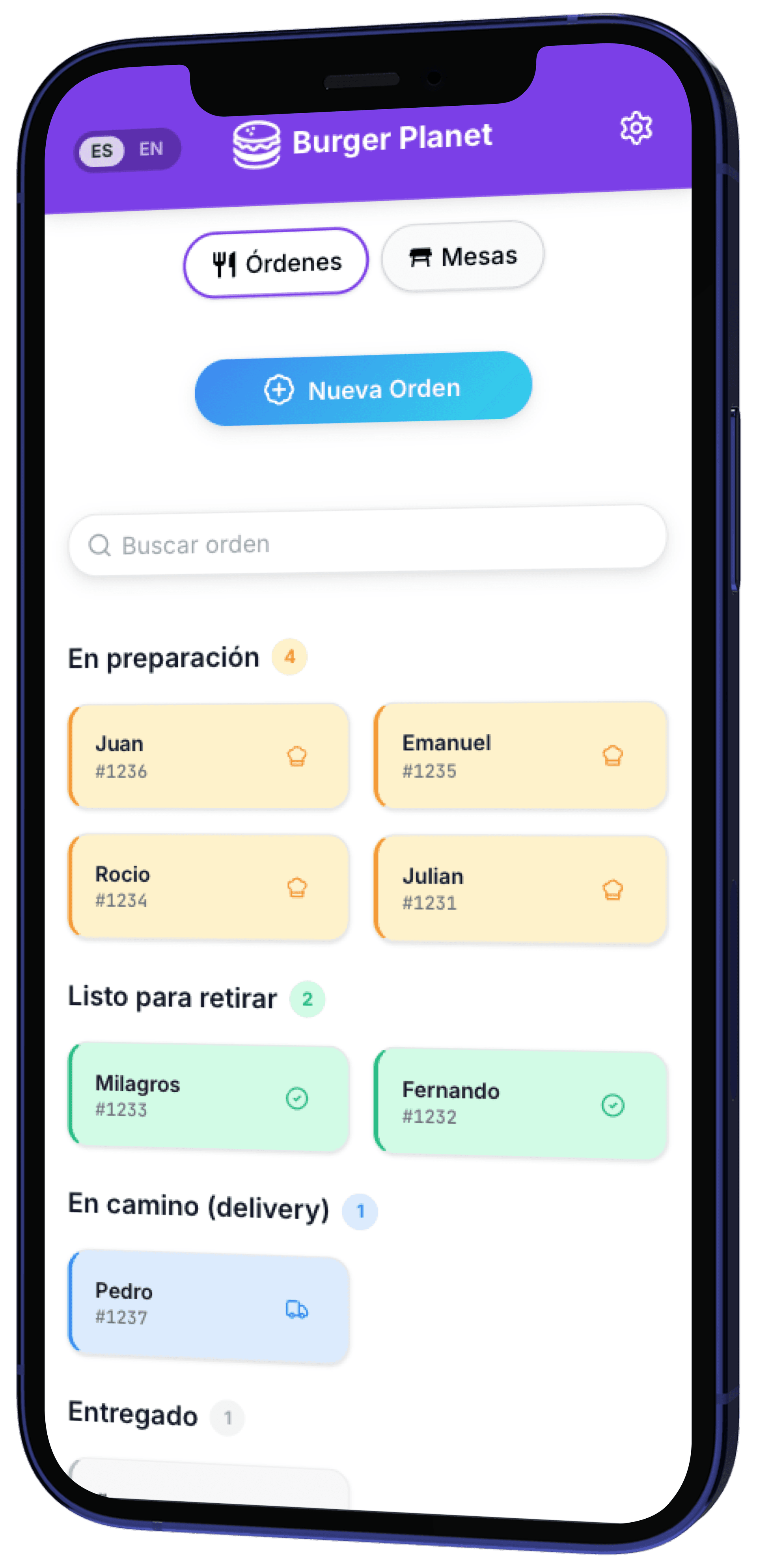 Panel de gestión de pedidos UQM